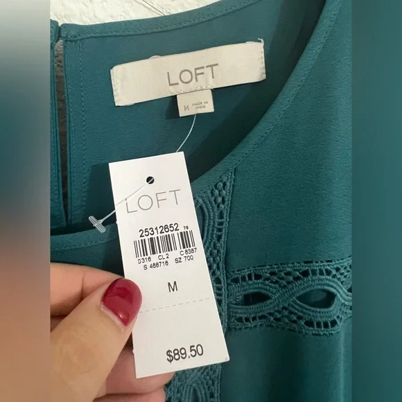 LOFT Women's Lace Trim Flounce Dress Size Medium NWT - Picture 7 of 10